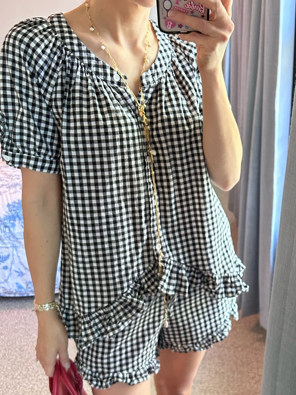 Black & White Gingham Ruffle Shorts set